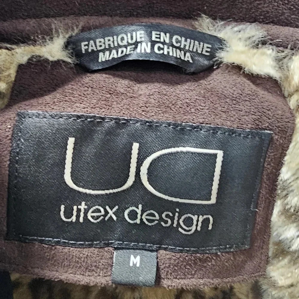 Utex Design Faux Micro Suede/Fur Leopard Print Jacket Size Medium-EUC - Picture 13 of 16